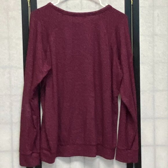 Buffalo David Bitton Burgundy Raglan Long Sleeve Marled Knit Tee Shirt M - Picture 2 of 12